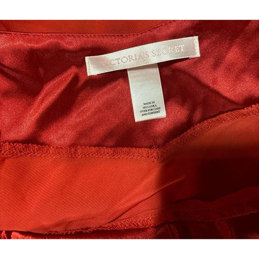Victoria's Secret Vintage Red Satin & Sheer Short Chemise Lingerie Nightgown,‎ L